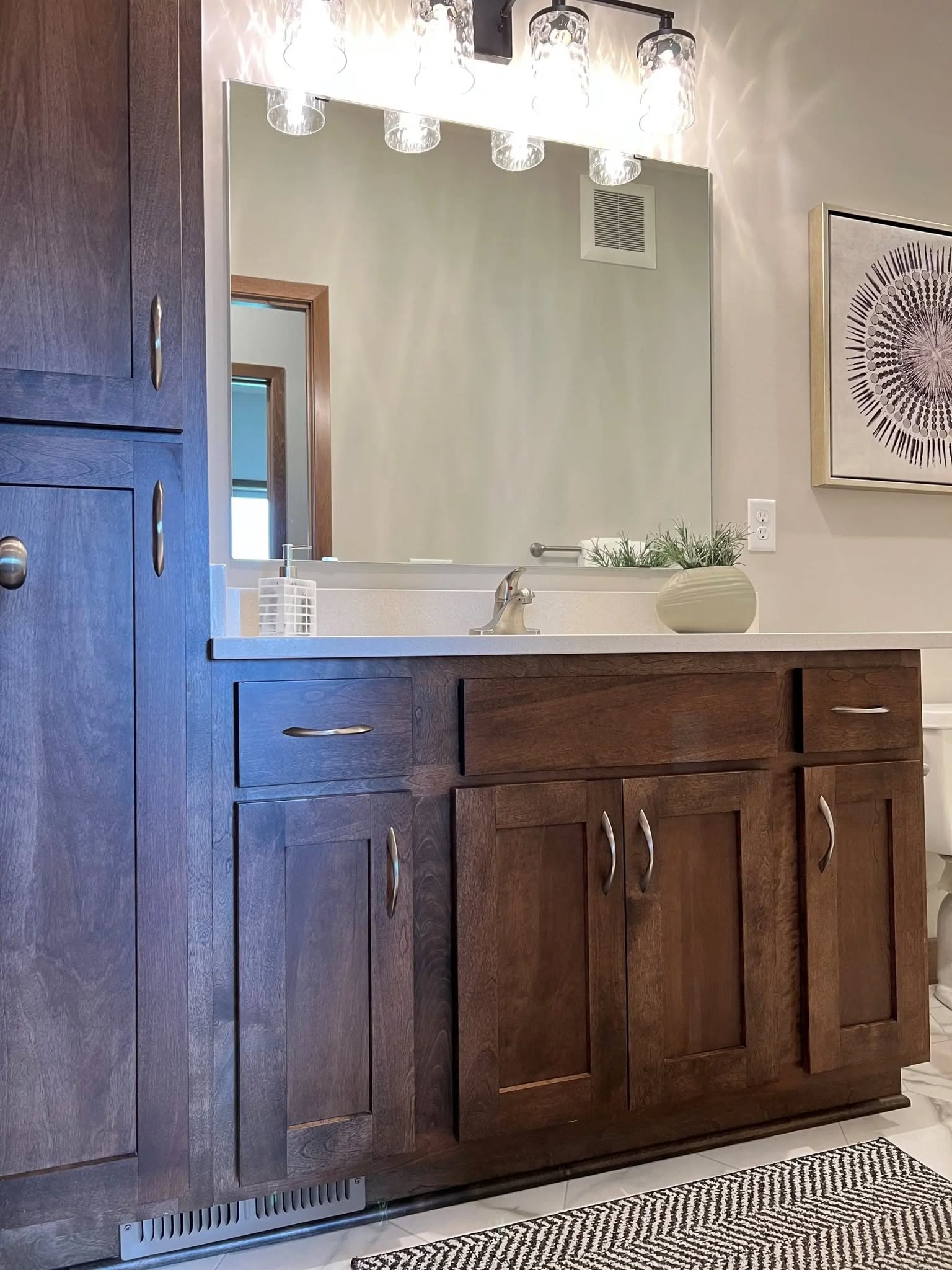 Navy blue bathroom vanity